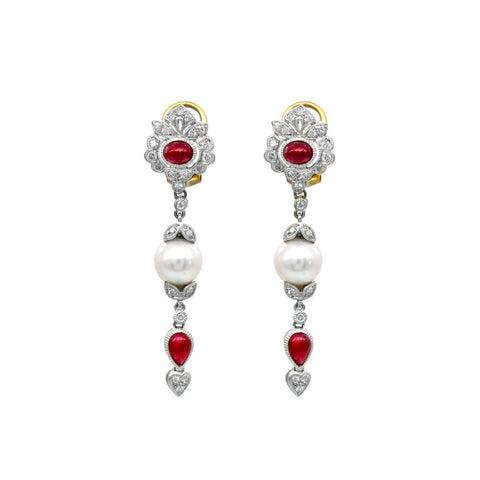 White South Sea Pearl Diamond Earrings