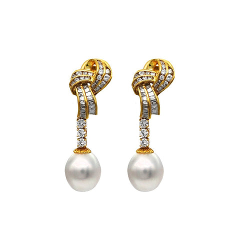 White South Sea Pearl Diamond Earrings