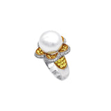 White South Sea Pearl Diamond Flower Ring
