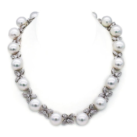 White South Sea Pearl Diamond Necklace