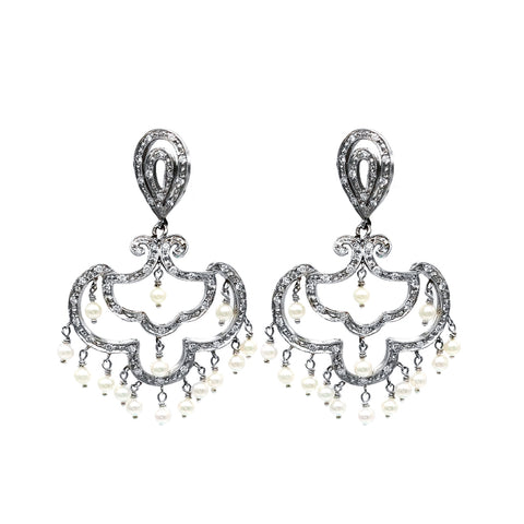 White South Sea Pearl Diamond Earrings CH Collection