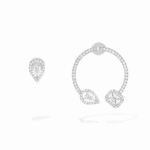 Messika My Twin Mono Hoop White Gold Diamond Earrings 0,15CT X3 - 07231-WG  Messika
