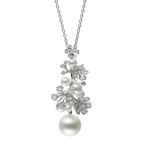 Mikimoto 18K White Gold Bloom Akoya Pearl Pendant  Mikimoto