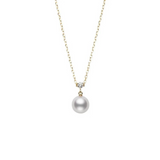 Mikimoto Akoya Cultured Pearl and Diamond Pendant in 18K Yellow Gold  Mikimoto
