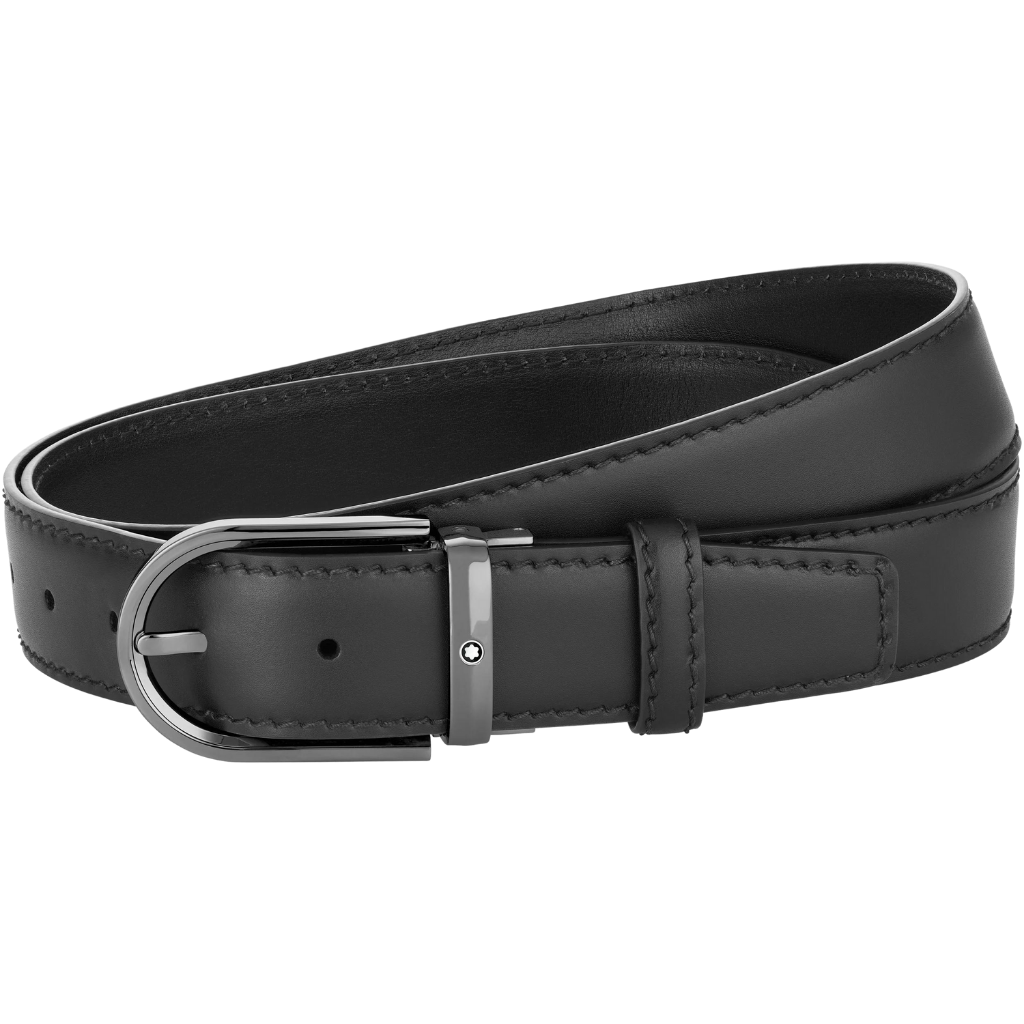 Montblanc Horseshoe Buckle Black 35 mm Leather Belt  Montblanc