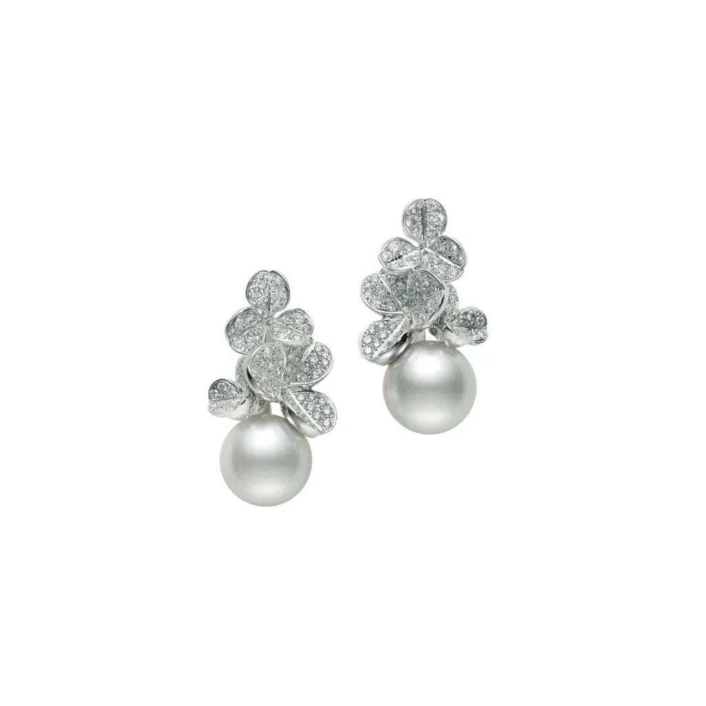 Mikimoto Fortune Leaves White South Sea Cultured Pearl Earrings  Mikimoto