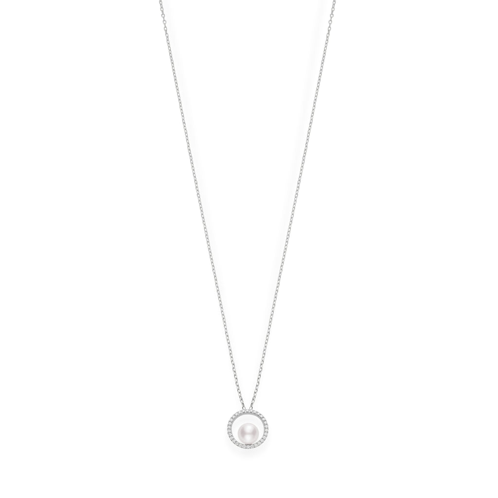 Mikimoto Akoya Cultured Pearl Pendant with Diamonds  Mikimoto