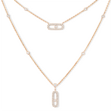 Messika Move Uno 2 Rows Pavé Rose Gold Diamond Necklace - 07174-PG  Messika