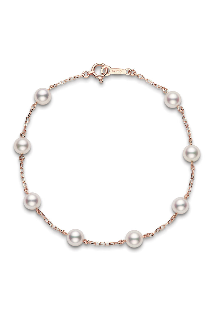 Mikimoto Akoya Cultured Pearl Station Bracelet in Pink Gold  Mikimoto