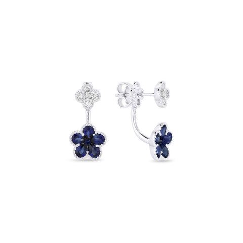Sapphire Diamond Flower Earrings  CH Collection