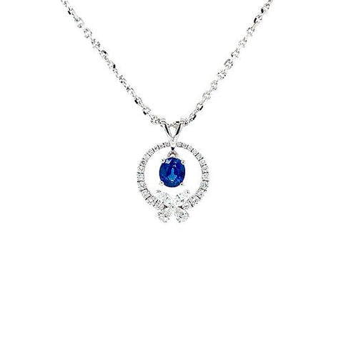 Sapphire Diamond Pendant and Chain  CH Collection