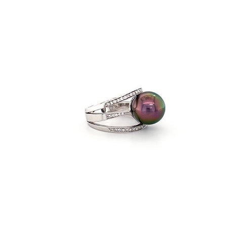 Black South Sea Pearl Diamond Ring