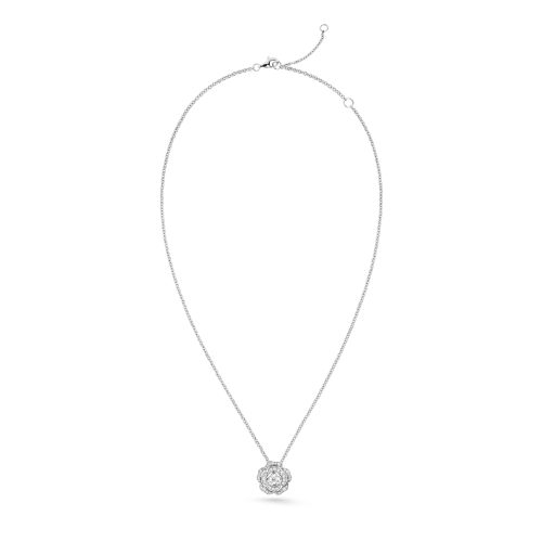 Chanel Fil De Camelia Diamond 18k White Gold Pendant Necklace Chanel