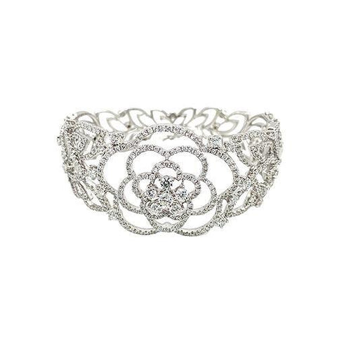 Diamond Flower Cuff Bangle
