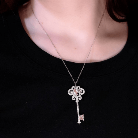 Diamond Key Pendant and Chain