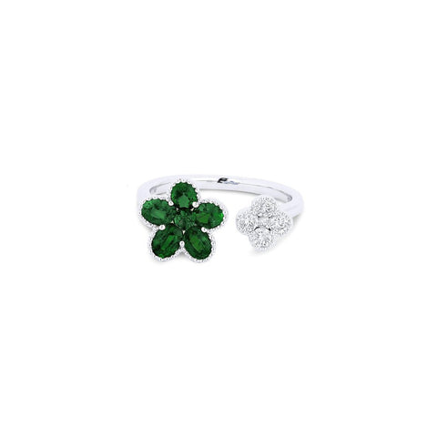 Emerald Diamond Flower Ring  CH Collection