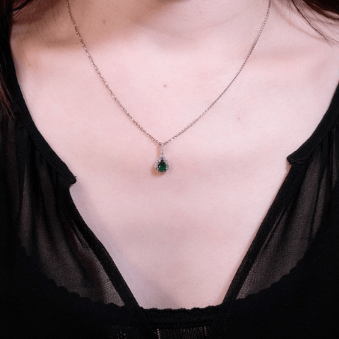Emerald Diamond Pendant and Chain