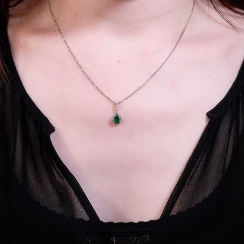 Emerald Diamond Pendant and Chain  CH Collection