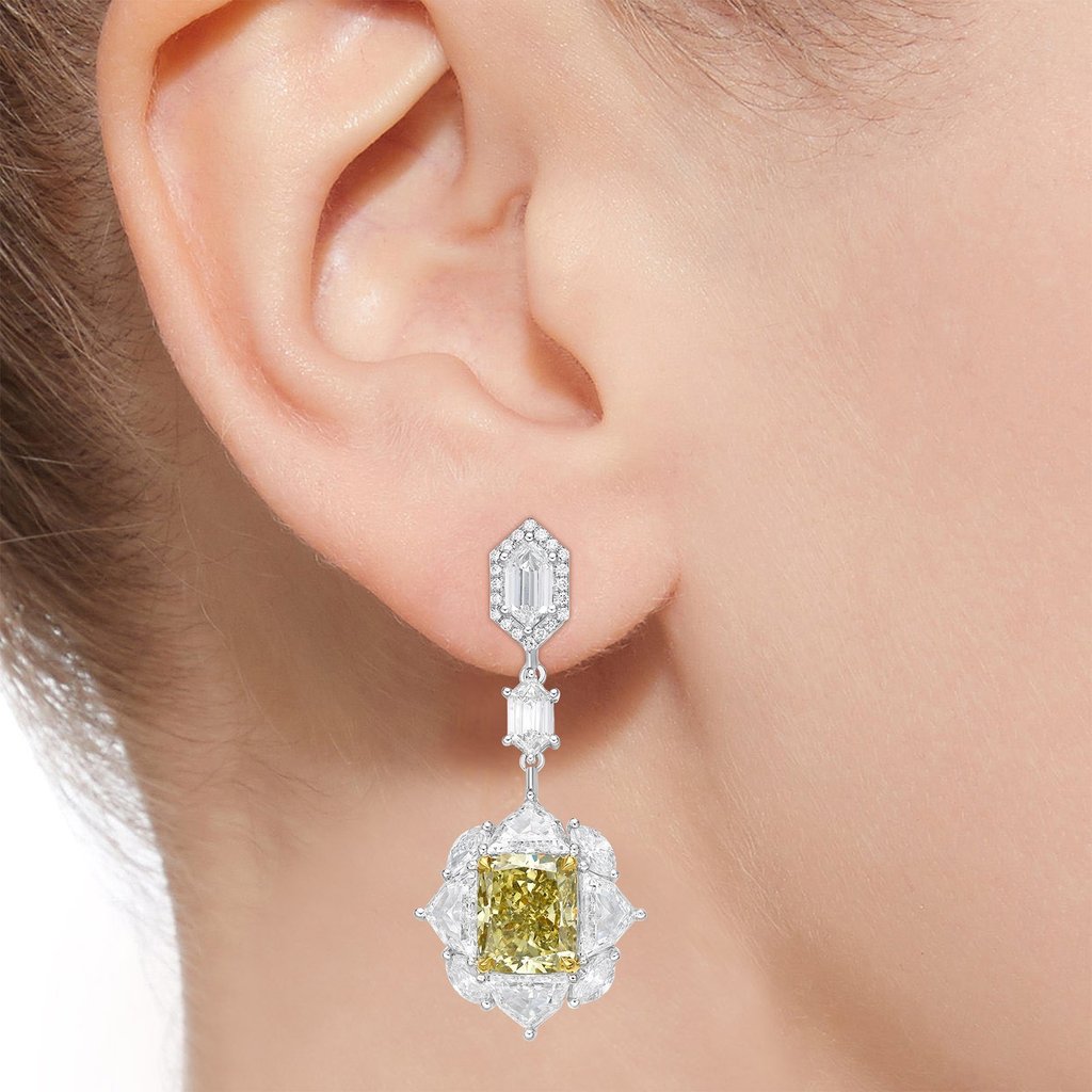 Fancy Color Dangling Diamond Earrings  CH Collection