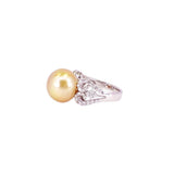 Golden South Sea Pearl Diamond Ring
