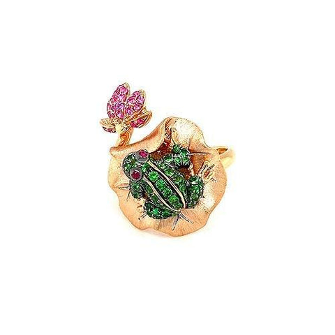 Green Garnet Frog Ring