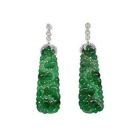 Jade Carved Dangle Earrings  CH Collection
