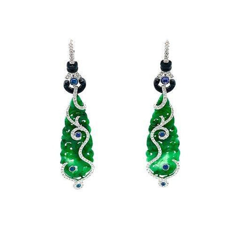 Jade Carved Dangle Earrings  CH Collection