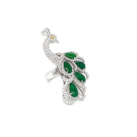 Jade Diamond Peacock Ring