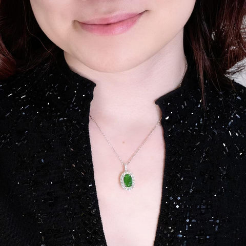 Jade Diamond Pendant and Chain