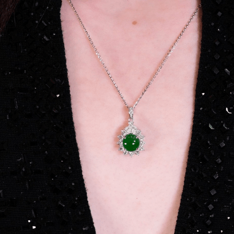 Jade Diamond Pendant and Chain