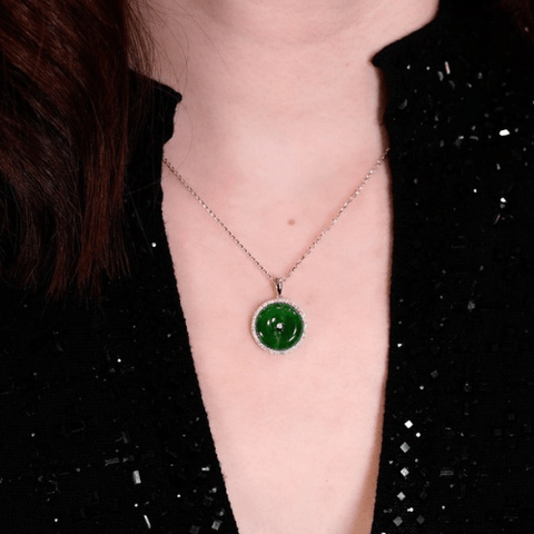 Jade Disc Pendant and Chain