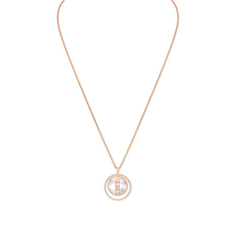 Messika Lucky Move MM Rose Gold Diamond Necklace in White Mother-of-Pearl - 10834-PG