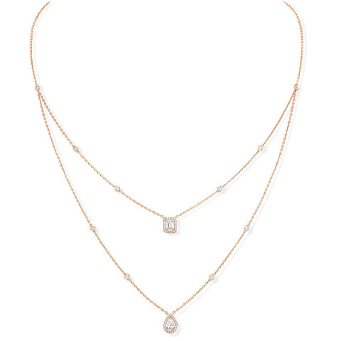 Messika My Twin 2 Rows Rose Gold Diamond Necklace - 06506-PG