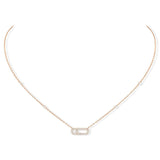 Move Uno Pavé Necklace - Pink Gold  Messika