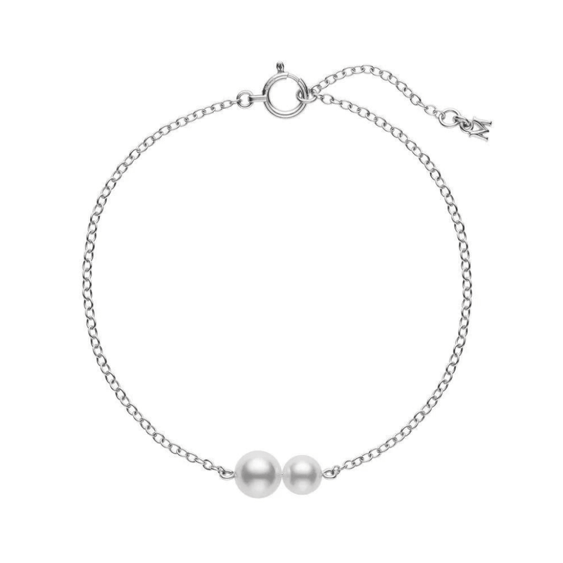 Mikimoto Akoya Cultured Pearl Station Bracelet in 18K White Gold