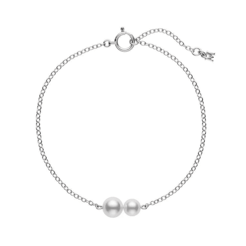 Mikimoto Akoya Cultured Pearl Station Bracelet in 18K White Gold