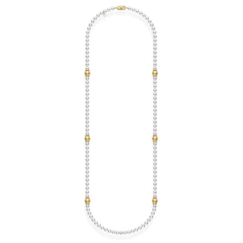 Mikimoto Fusion Akoya and Golden South Sea Cultured Pearl Strand with Diamond Rondelles