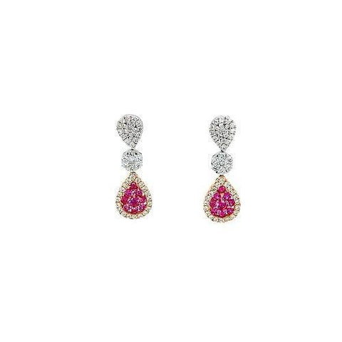 Pink Sapphire and Diamond Drop Earrings