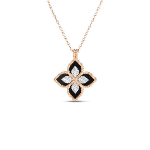 Roberto Coin Princess Flower Black Jade Necklace
