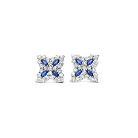 Roberto Coin Princess Flower Blue Sapphire and Diamond Stud Earrings