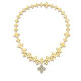 Roberto Coin Princess Flower Link Collar Diamond Drop Necklace