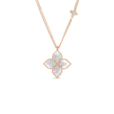 Roberto Coin Venetian Princess Medium Mother-Of-Pearl and Diamond Accent Flower Pendant