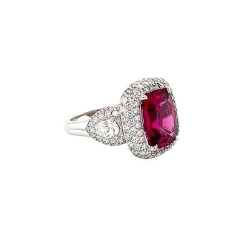 Rubellite Diamond Ring