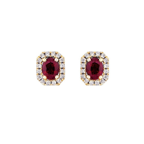 Ruby and Diamond Stud Earrings