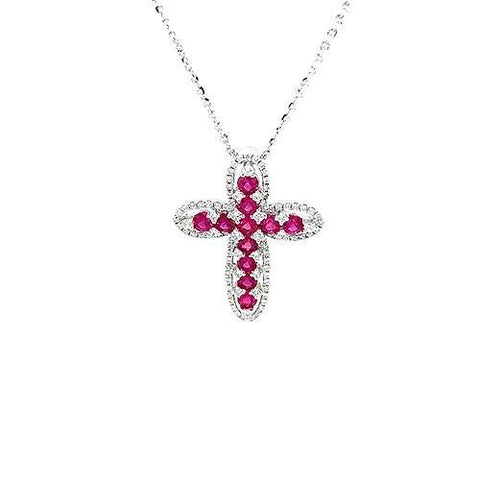 Ruby Diamond Cross Pendant and Chain  CH Collection