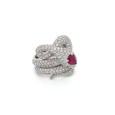 Ruby Diamond Snake Ring