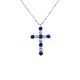 Sapphire Diamond Cross Pendant and Chain