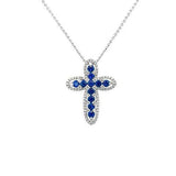 Sapphire Diamond Cross Pendant and Chain  CH Collection