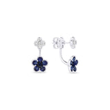 Sapphire Diamond Flower Earrings