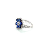 Sapphire Diamond Flower Ring